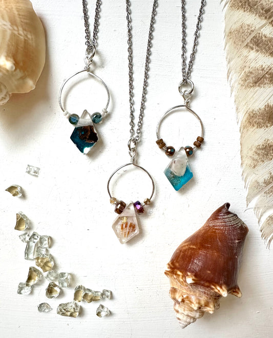 Hammered Resin Diamond Necklaces