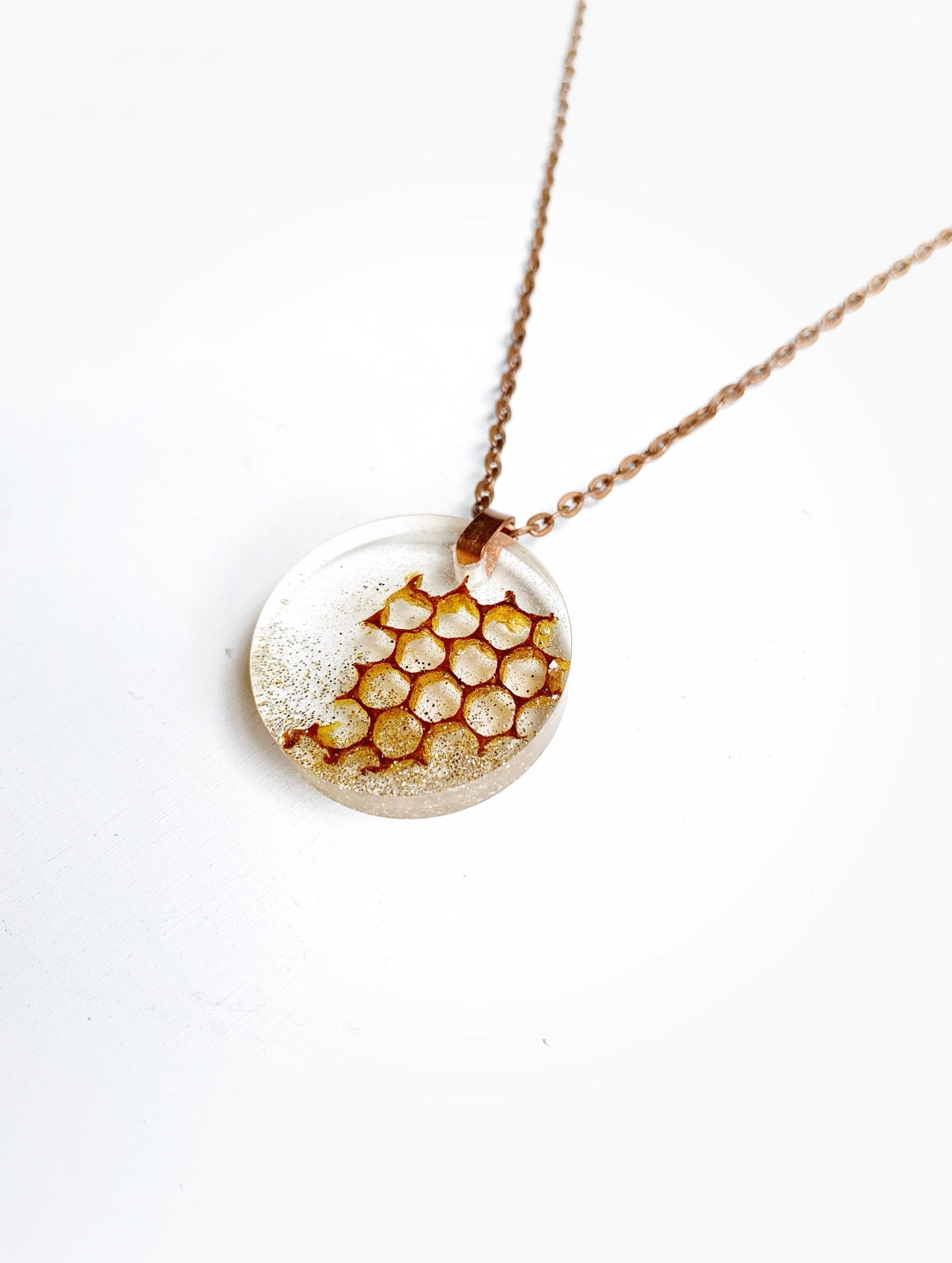 Customizable || Unique Real Pressed Honeycomb Necklace (Myakka’s Gold Apiary) Florida Resin Nature Jewelry