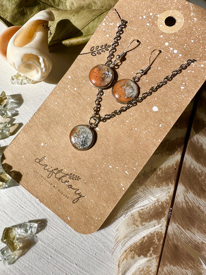 GIFT SET || Nokomis Beach Ocean Resin Silver Dangles and Necklace