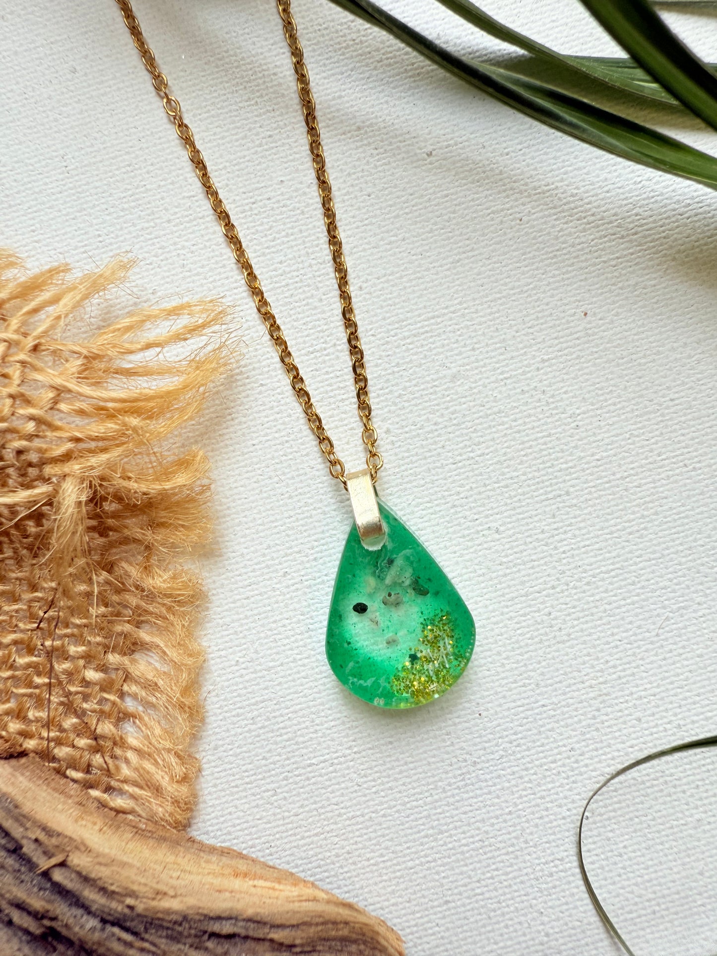 Manasota Key Beach Gold Resin Shell Necklace