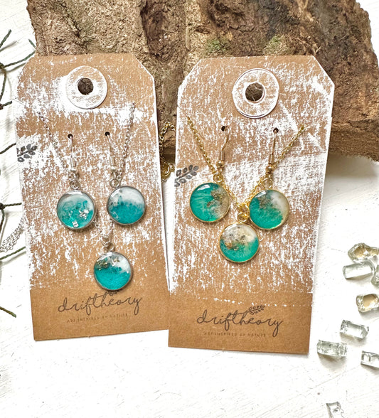 GIFT SET || Lido Key Beach Ocean Resin Dangles and Necklace