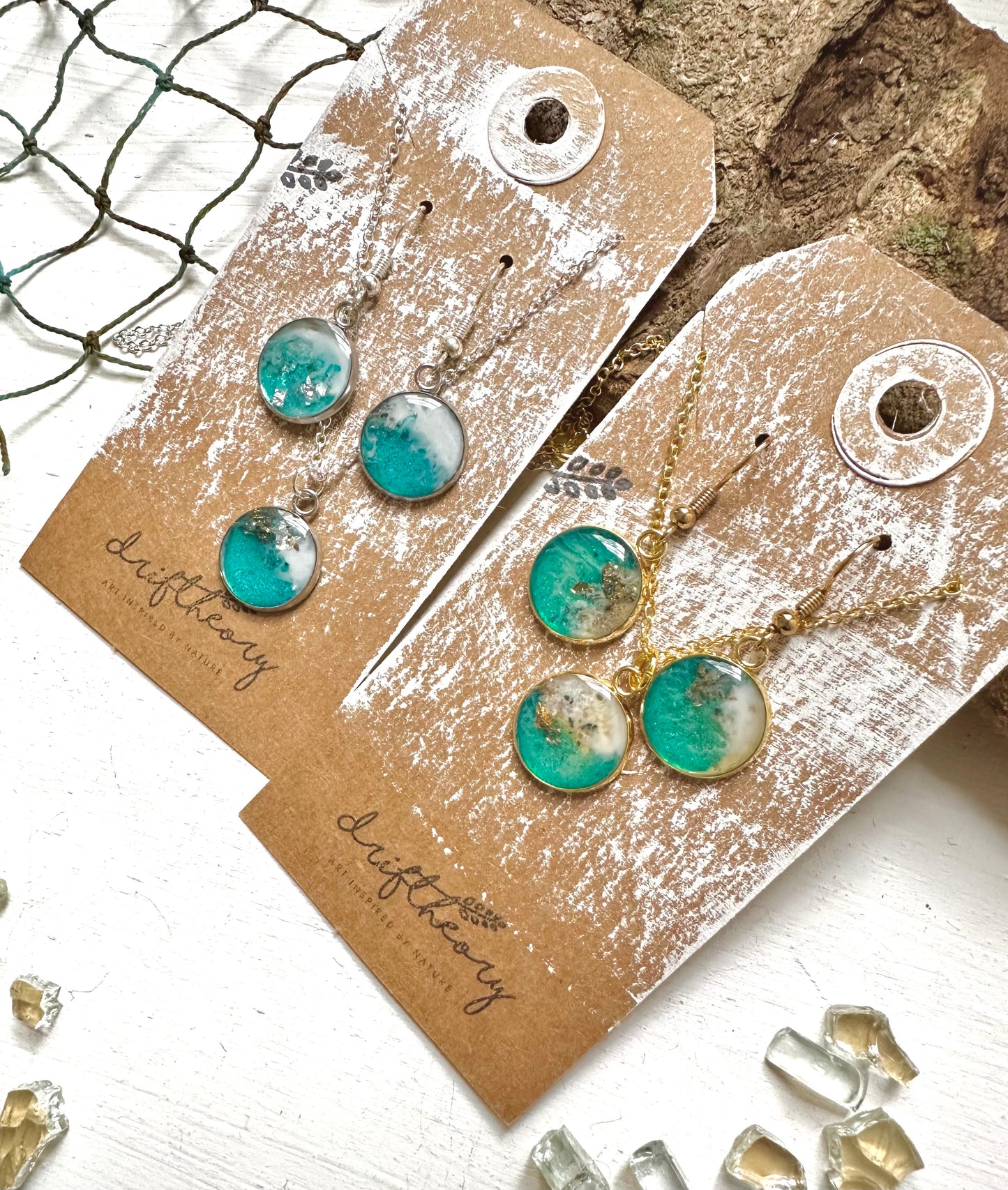 GIFT SET || Lido Key Beach Ocean Resin Dangles and Necklace