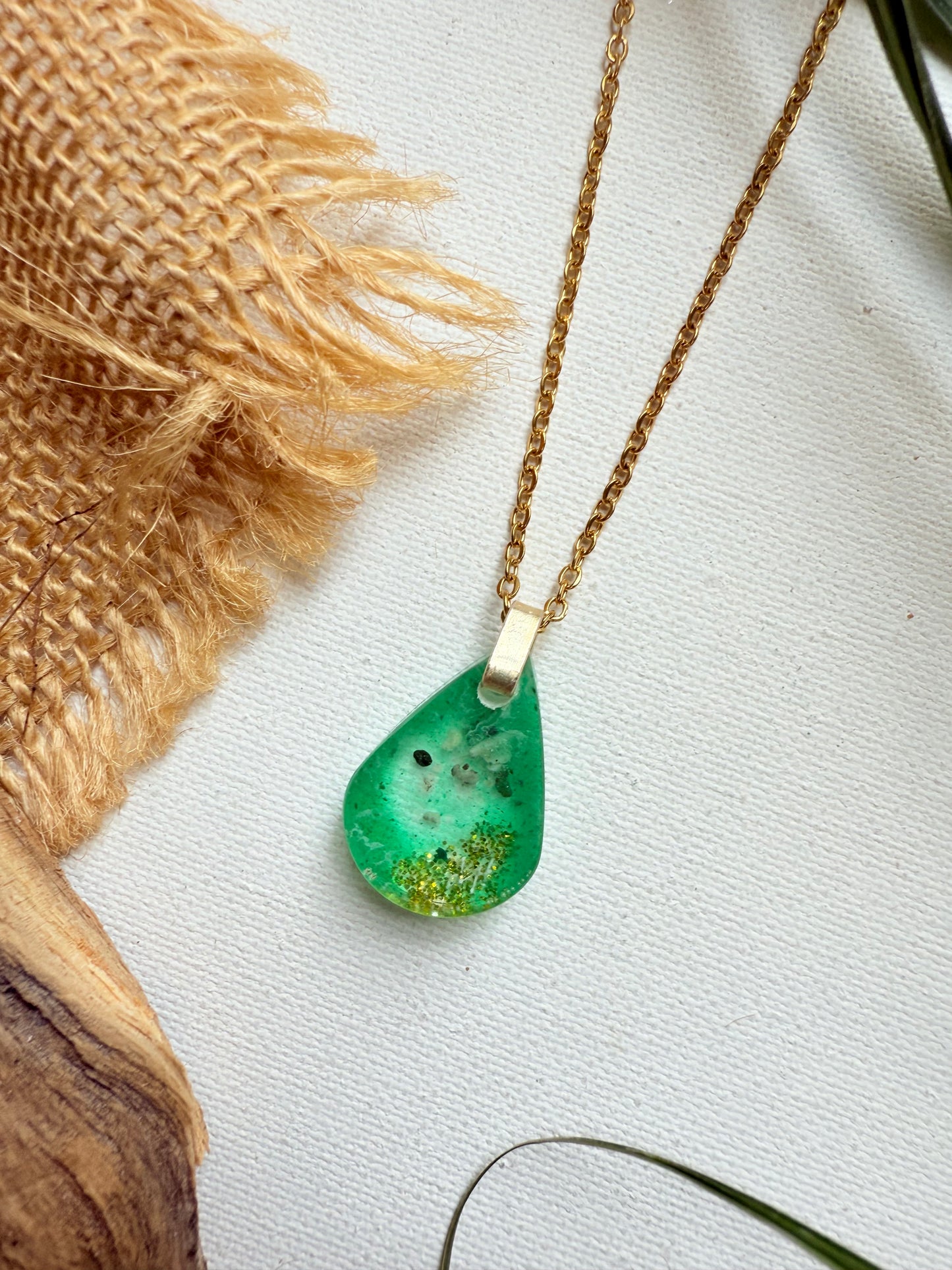 Manasota Key Beach Gold Resin Shell Necklace