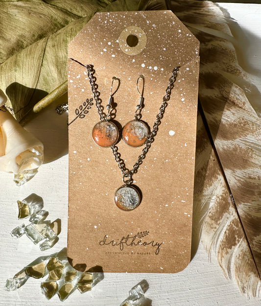 GIFT SET || Nokomis Beach Ocean Resin Silver Dangles and Necklace