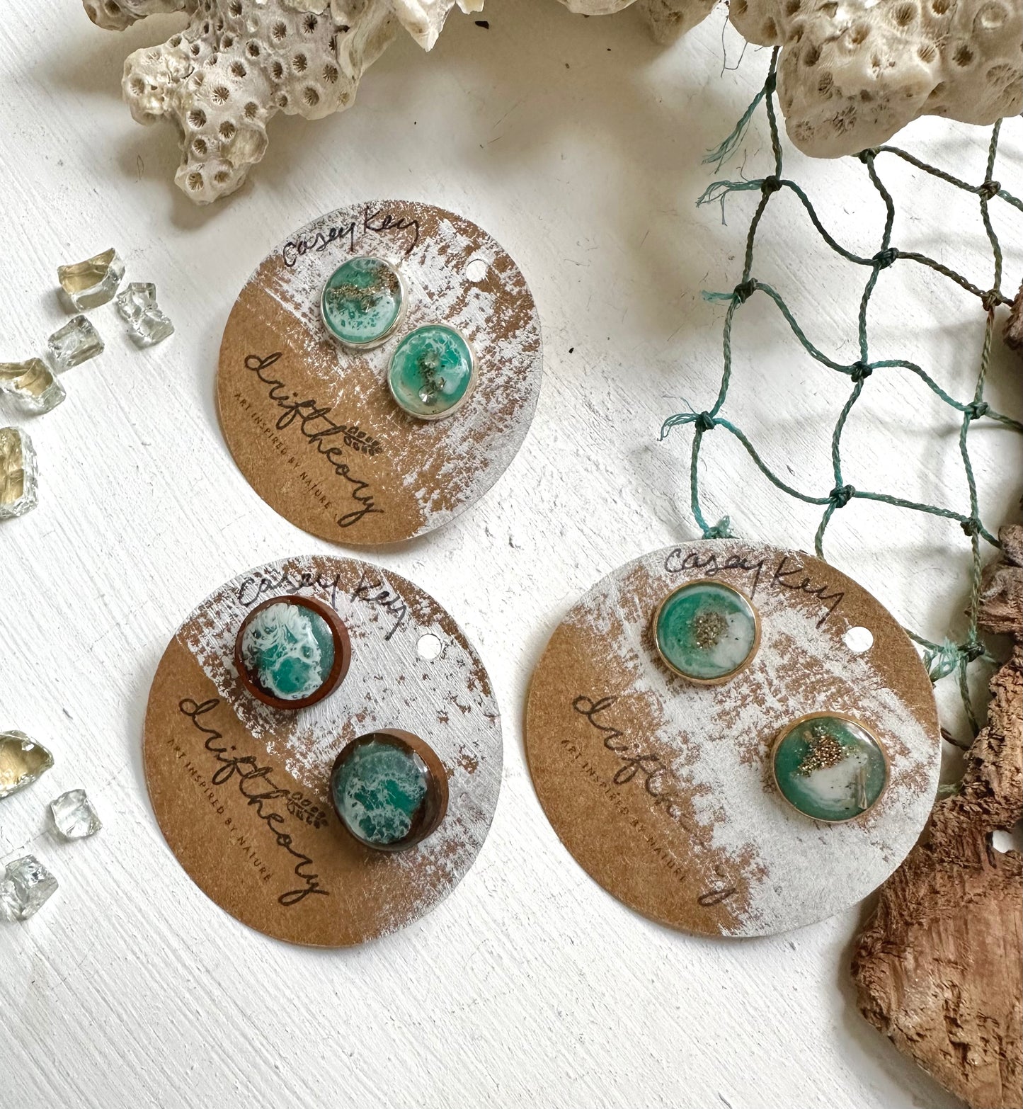 Customizable || Casey Key Beach Florida Resin Nature Stud Earrings