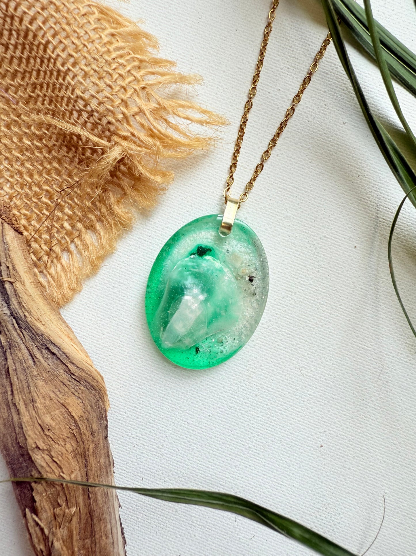 Manasota Key Beach Gold Resin Shell Necklace