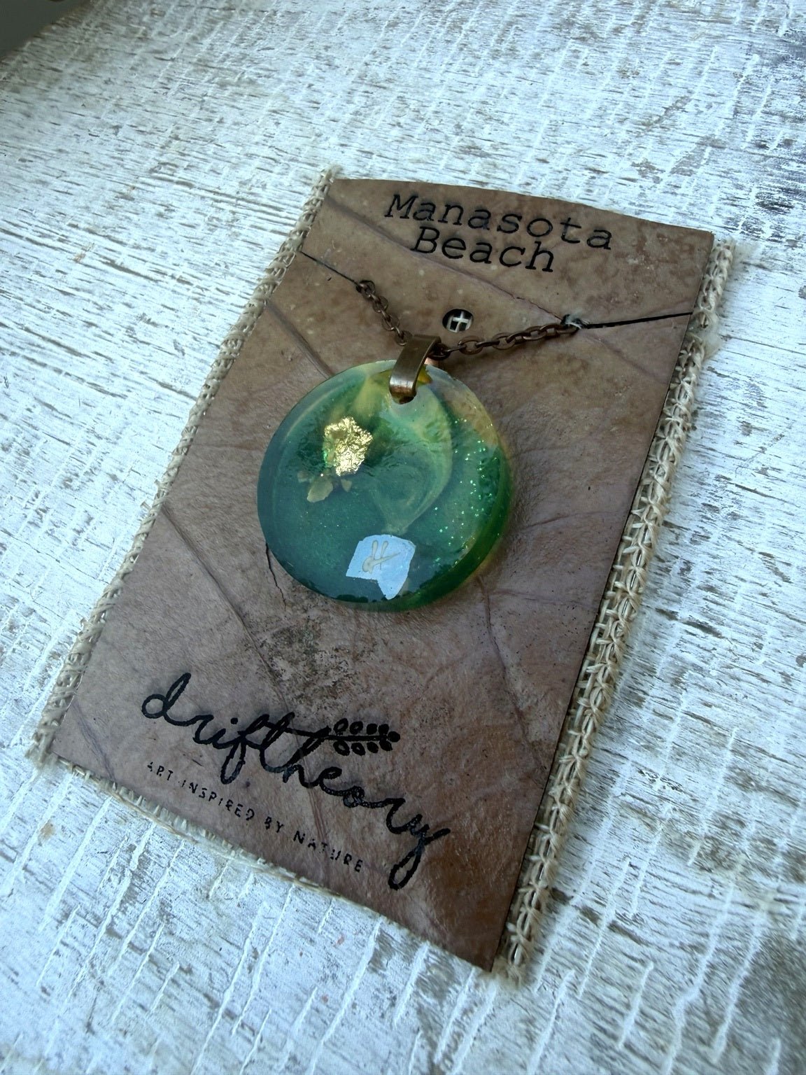 Manasota Beach | Teal &amp; Gold Round Resin Necklace — photo 7